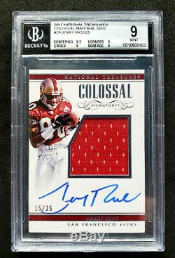 2017 National Treasures /25, Jerry Rice, Colossal Jersey Auto, BGS 9/10