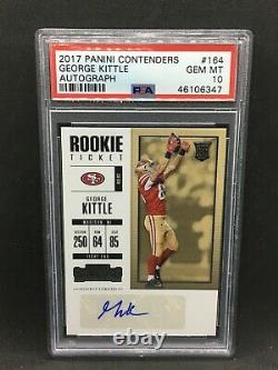 2017 Panini Contenders Rookie Ticket AUTO #164 GEORGE KITTLE RC PSA 10 49ers