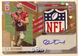 2017 Panini Unparalleled C. J. Beathard Auto Cracked Ice NFL Shield #d 1/1 Rc Rpa