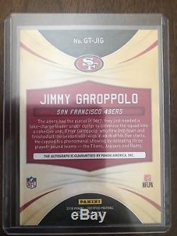 2018 Certified Jimmy Garoppolo Gold Team Auto SSP 6/10 San Francisco 49ers