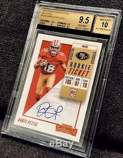 2018 Contenders DANTE PETTIS RC Ticket FOTL Red Zone Auto SSP RC 49ERS BGS 9.5