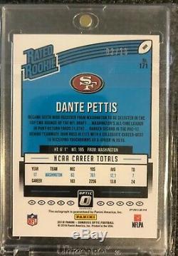 2018 Donruss Optic Dante Pettis Autograph Gold Rated Rookie #02/10 RC 49ers Auto