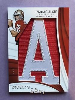 2018 Immaculate Football Joe Montana Nameplate Nobility 5/7 Patch 49ers NFL