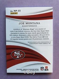 2018 Immaculate Football Joe Montana Nameplate Nobility 5/7 Patch 49ers NFL