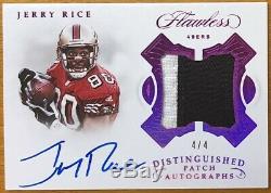 2018 Panini Flawless Jerry Rice Distinguished Patch Auto Ruby 4/4 49ers