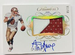 2019 Flawless Steve Young 49ers 2 Color on card auto Autograph Patch card 05/15