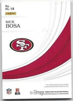 2019 Immaculate Nick Bosa Rookie Gloves 49ers Logo RC #2/2 San Francisco 49ers