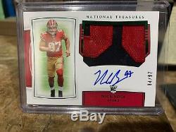 2019 National Treasures Nick Bosa RPA Green Sick Number Patch! 84/97 RC Auto