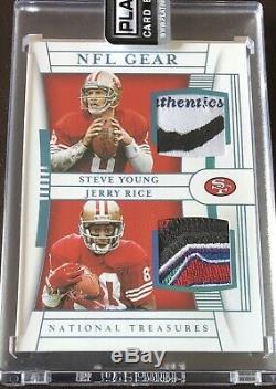 2019 National Treasures STEVE YOUNG JERRY RICE DUAL 1/1 PATCH! 49ers! HOF! RARE