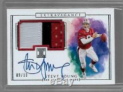 2019 Panini Impeccable Steve Young Auto Patch 3 Color SSP #9/10 49ers