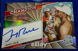 2019 Spectra Jerry Rice Auto Super Bowl Champion 49ers On Card Autograph #d 3/10