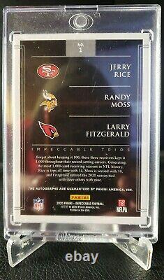 2020 Randy Moss/Jerry Rice/Larry Fitzgerald #d/5 INKPECCABLE TRIOS AUTO CARD