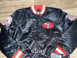 2021 Starter San Francisco 49ers Black Jacket Satin Men Size L 30th Anni SB XXIV