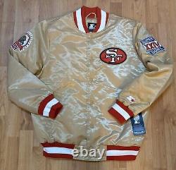 2021 Starter San Francisco 49ers GOLD Jacket Satin Men Sz XL SB XXIV Anniversary