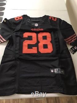 #28 Carlos Hyde San Francisco 49ers Black Jersey Sewn NWT Size 48 XL