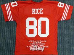 49ers Jerry Rice Autographed Signed Red Jersey With Stats Tristar 128945