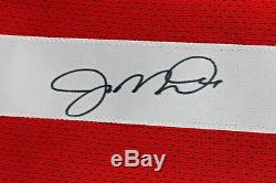 49ers Joe Montana Authentic Signed Red Jersey with Stats Autographed PSA/DNA