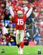 49ers Joe Montana Signed Authentic 16X20 TD Celebration Photo In Gold PSA/DNA