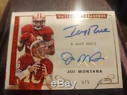5/5 Joe Montana Jerry Rice National Treasures Hof Rare Dual Autograph 49ers 2016