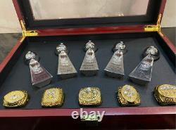 5pcs Ring + 5pcs Trophy San Francisco 49ers Championship Ring Trophy Set Box