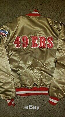 80S Vintage San Francisco 49ers Gold Satin Starter Jacket XL Throwback PRO LINE