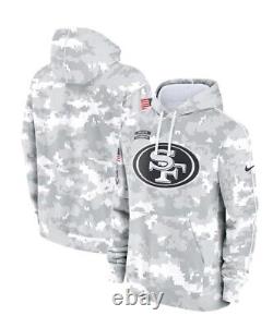 AUTHENTIC SF 49ers Nike 2024 Salute to Service Club Fleece Pullover Hoodie Camo