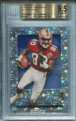 BGS 9.5 1997 E-X2000 Essential Credentials #27 Jerry Rice withsubs 9.5,9,9.5,9.5