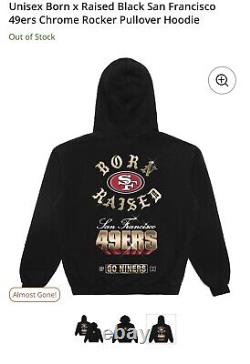 Born X Raised NFL San Francisco 49ers Unisex Black Hoodie Front Pouch In Stock