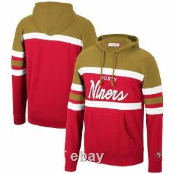 Brand New NFL San Francisco 49ers Mitchell & Ness Head Coach Pullover Hoodie NWT
