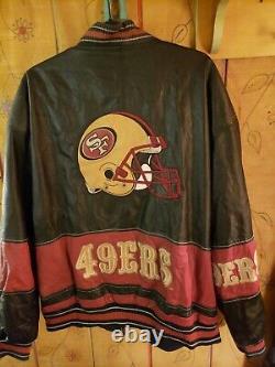 Carl Banks Leather Jacket San Francisco 49ers. Size XXL. Broken zipper