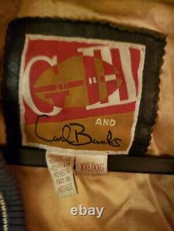 Carl Banks Leather Jacket San Francisco 49ers. Size XXL. Broken zipper