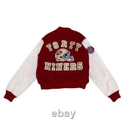 Chalk Line NFL San Francisco Forty Niners 49ers Red Wool Letterman Jacket Size L