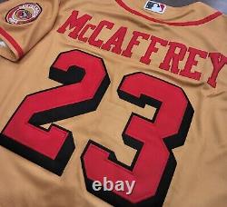 Christian McCaffrey #23 49ers Stitched Gold Color Rush Baseball Jersey NWT