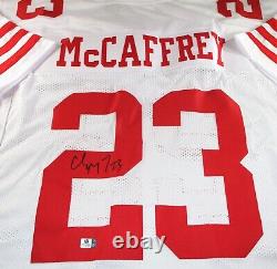 Christian McCaffrey / Autographed San Francisco 49ers White Custom Jersey / COA
