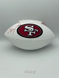 Christian McCaffrey Signed San Francisco 49ers White panel footballCOA Holo