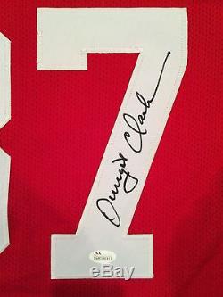 Dwight Clark Autographed SF 49ers Custom Red The Catch Stat Jersey Witness JSA