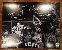 Dwight Clark Autographed SF 49ers16x20 The Catch Photo withDiagram Witness JSA