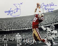 Dwight Clark The Catch 1.10.82 Signed 16X20 Spotlight Photo with Play Sketch PSA
