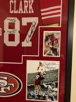 Framed Joe Montana Dwight Clark Autographed The Catch inscribed 49ers jersey