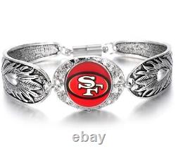 Free Pendant Gift With San Francisco 49ers Women's Sterling Silver Bracelet D3F