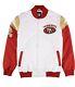 G-III Sports Mens San Francisco 49ERS Varsity Jacket, White, Large