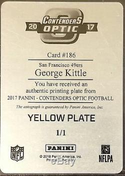 George Kittle 2017 Contenders Rookie Ticket Plate #1/1 Rc Auto Autograph 49ers