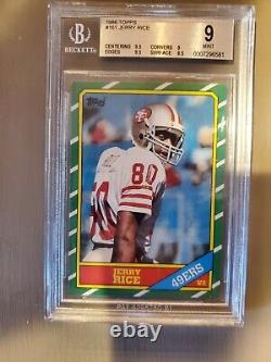 JERRY RICE 1986 TOPPS FOOTBALL #161 ROOKIE CARD RC BGS 9 (9.5,9.5,9.0,8.5) Mint