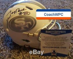 JERRY RICE AUTOGRAPHED 49ERS WHITE ICE SPEED MINI HELMET withBeckett witness cert
