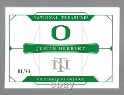 JUSTIN HERBERT 2020 National Treasures Booklet rookie Patch Autograph ducks #/99