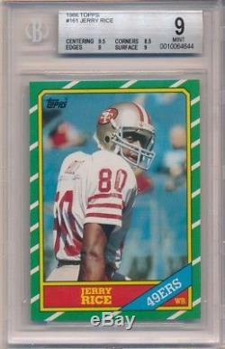 Jerry Rice 1986 Topps #161 Rc Rookie Card San Francisco 49ers Bgs 9 Mint B