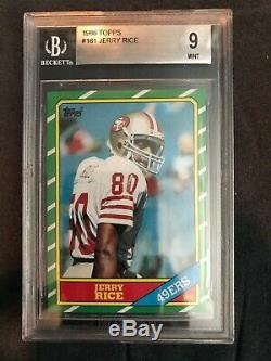 Jerry Rice 1986 Topps Rookie BGS 9 Old Label, MINT (8.5,9,9,9)