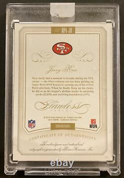 Jerry Rice 2015 San Francisco 49ers Panini Flawless Game-Used Jersey Auto SSP/25