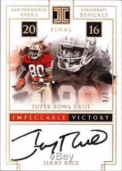 Jerry Rice 2017 Panini Impeccable Victory SB XXIII Gold Auto SP #3/3 = 1/1 49ers