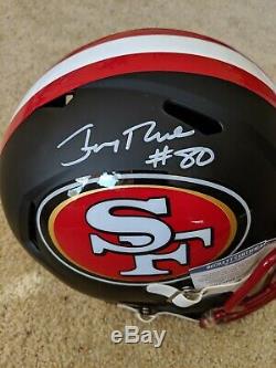 Jerry Rice 49ers Autographed Full Size Matte Black Rep Beckett Coa
